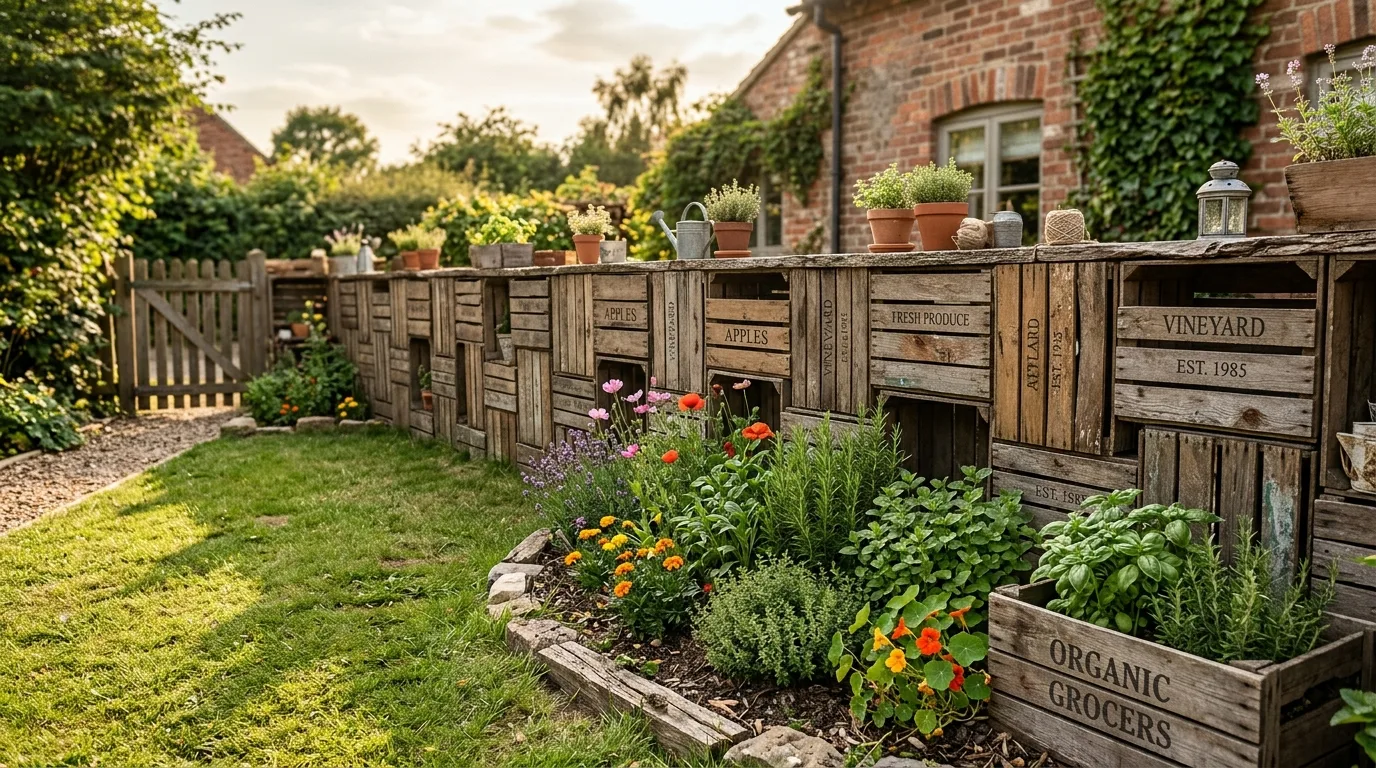 Upcycled Crate Fence